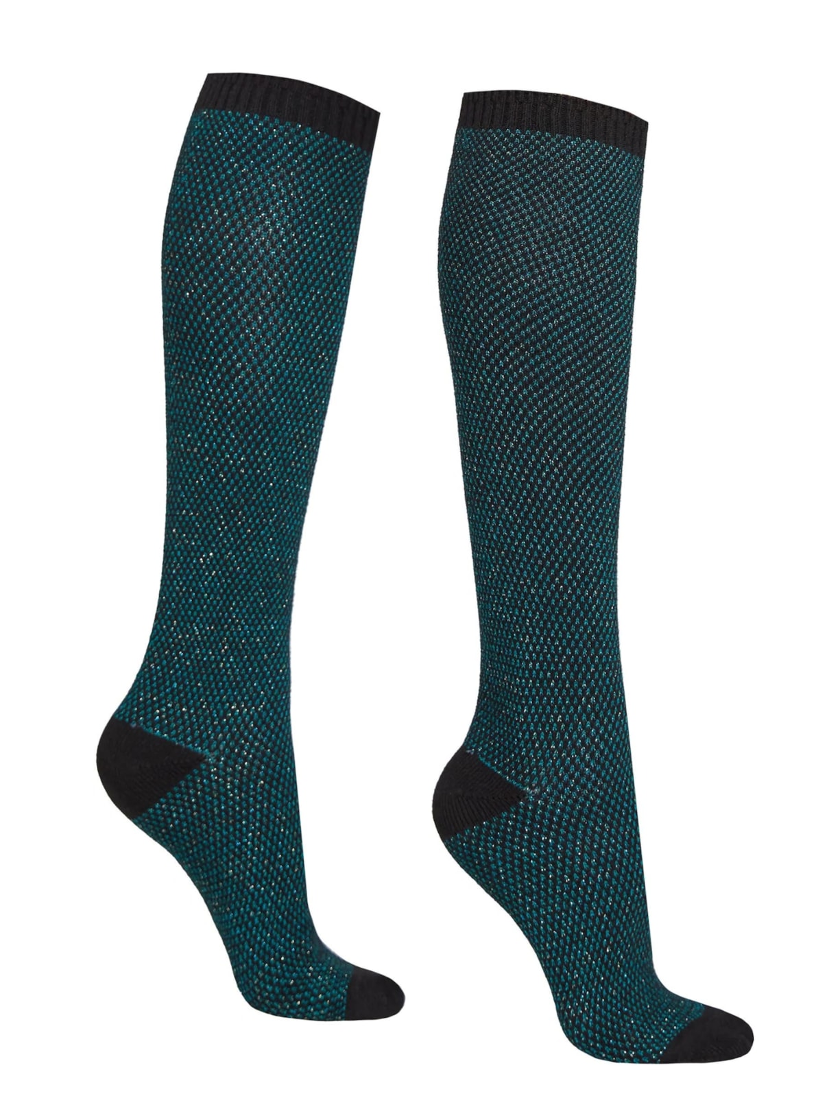 Meia Alta Com Cashmere e Glitter - Verde