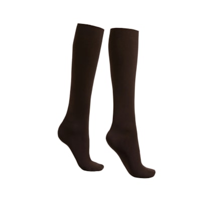 Meia Alta Com Cashmere - Marrom