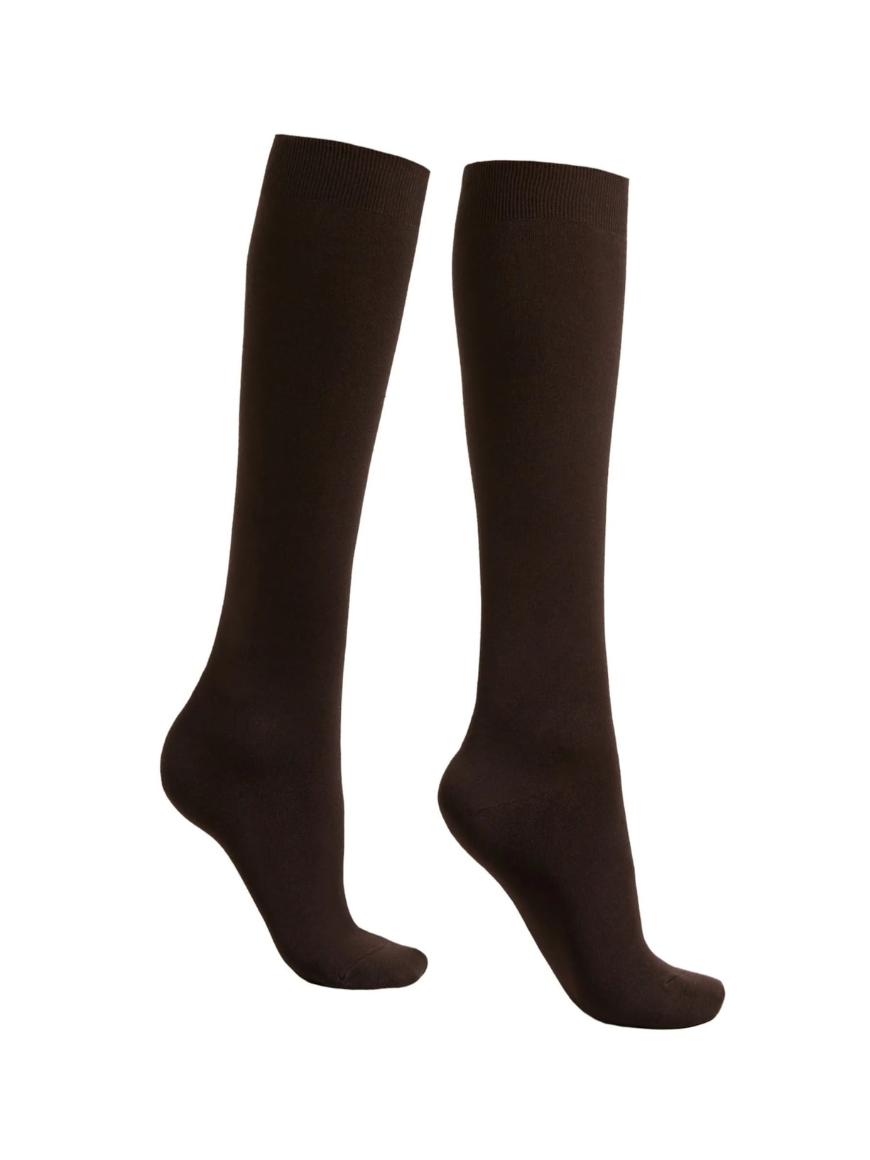 Meia Alta Com Cashmere - Marrom