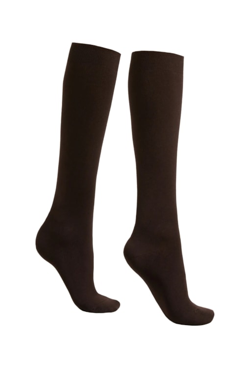 Meia Alta Com Cashmere - Marrom