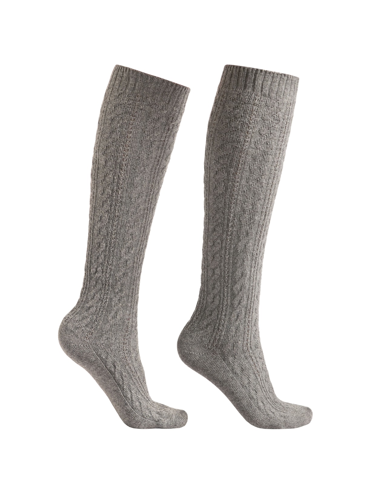 Meia Alta Com Cashmere Trançada Cinza Calzedonia