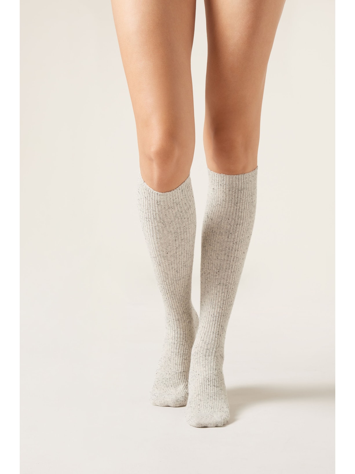 Meia Alta Com Lã Branco Calzedonia