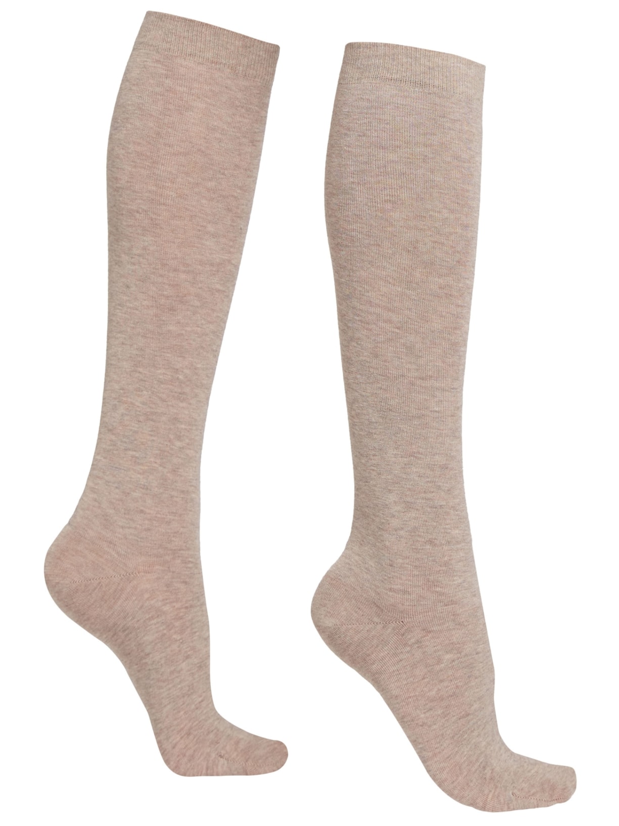 Meia Alta Em Algodão Acetinado - Bege