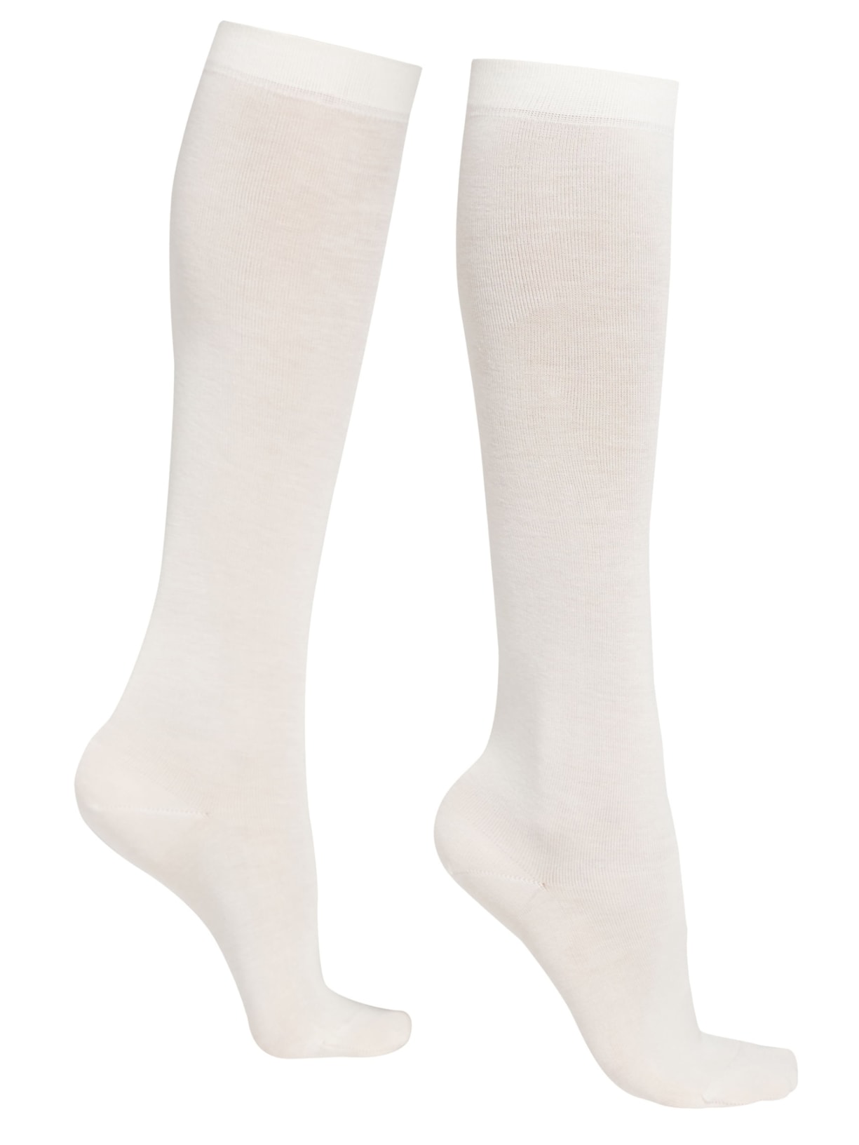 Meia Alta Em Algodão Acetinado - Off-White