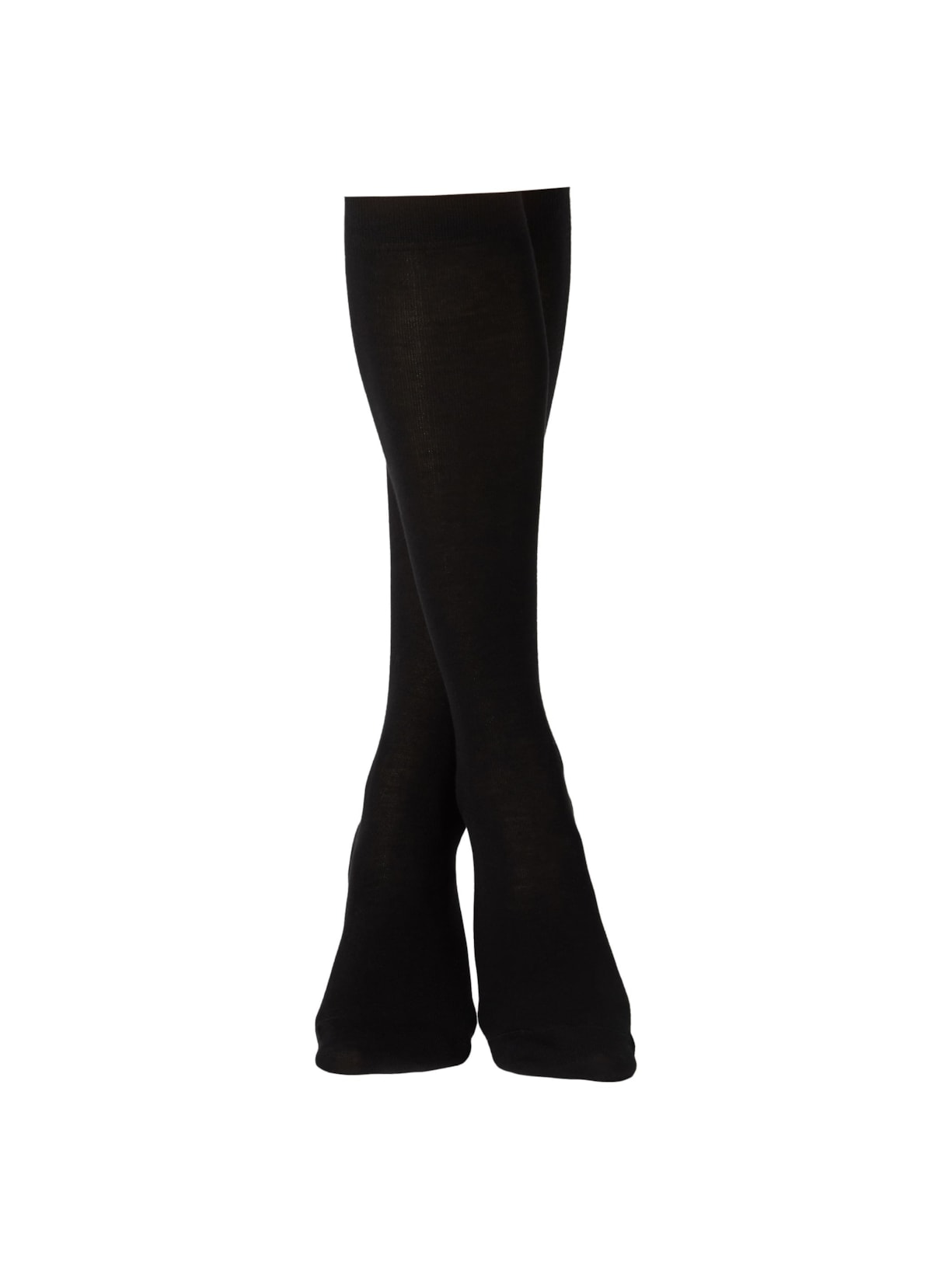 Meia Alta Em Algodão Acetinado - Preto