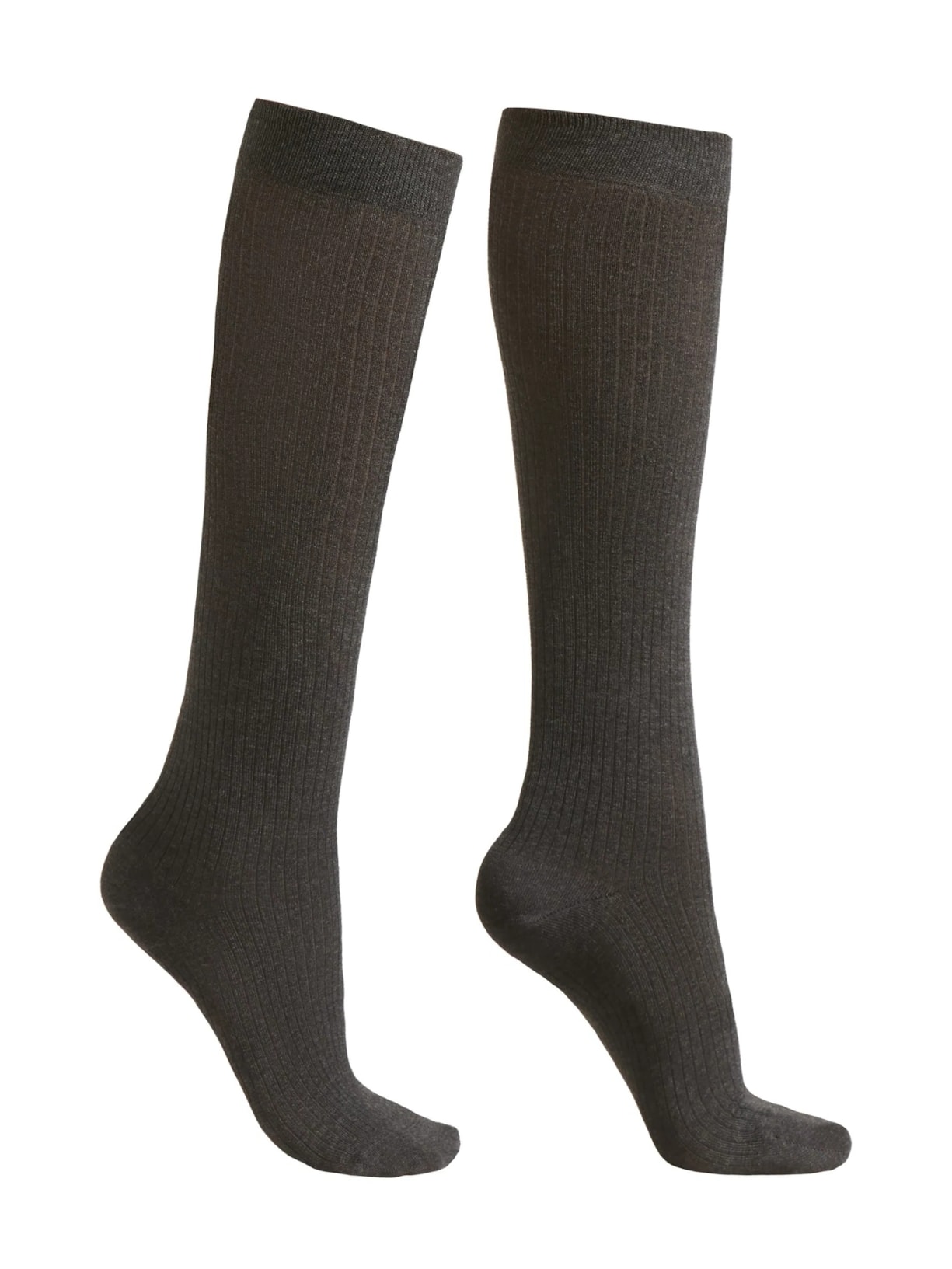 Meia Alta Em Algodão Canelado - Cinza