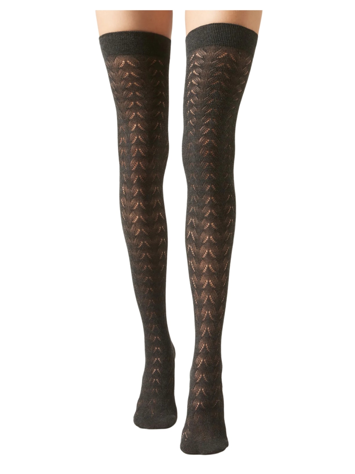 Meia Alta Em Algodão Preto Calzedonia