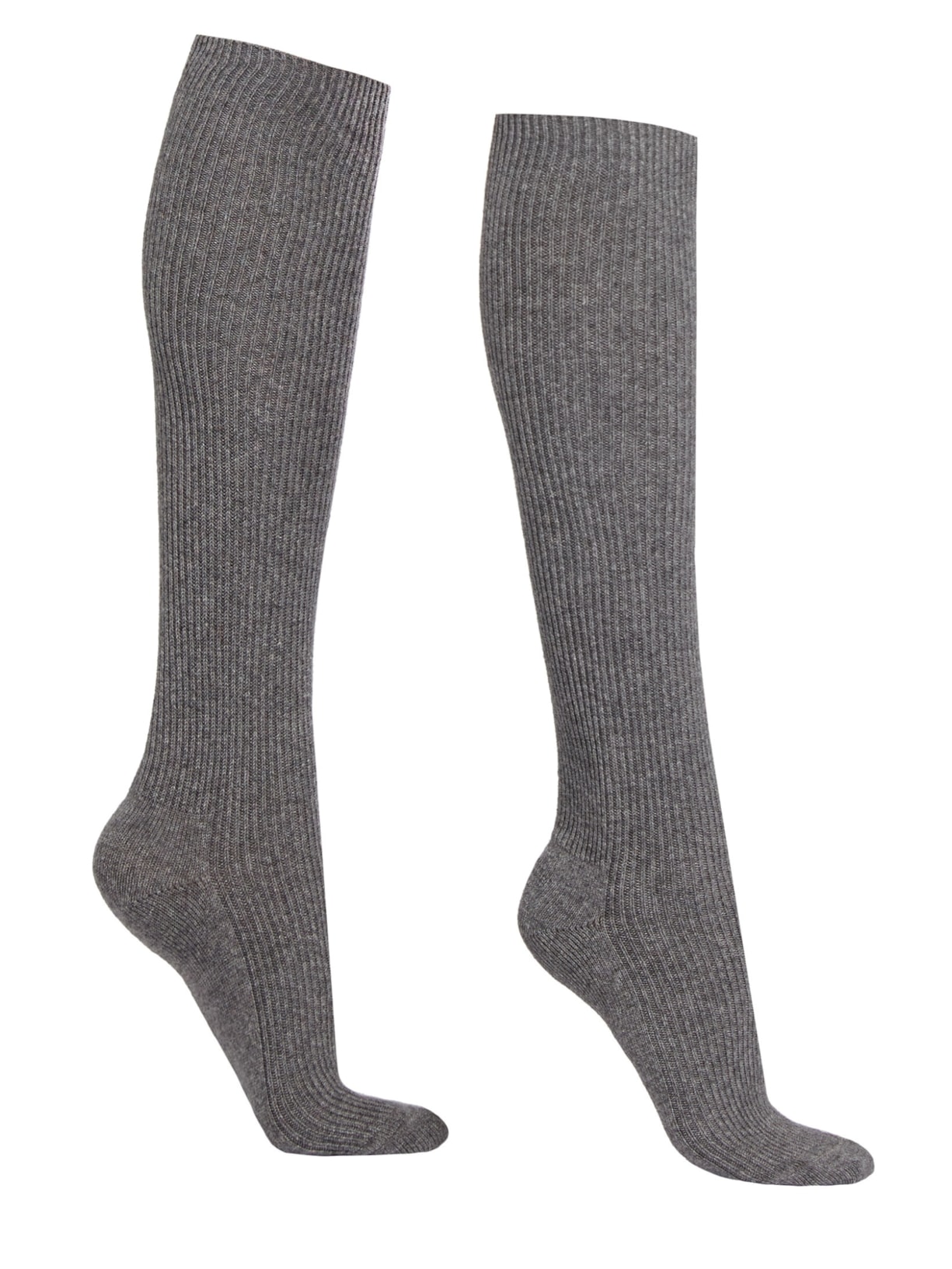 Meia Alta Em Cashmere Canelada Cinza Calzedonia