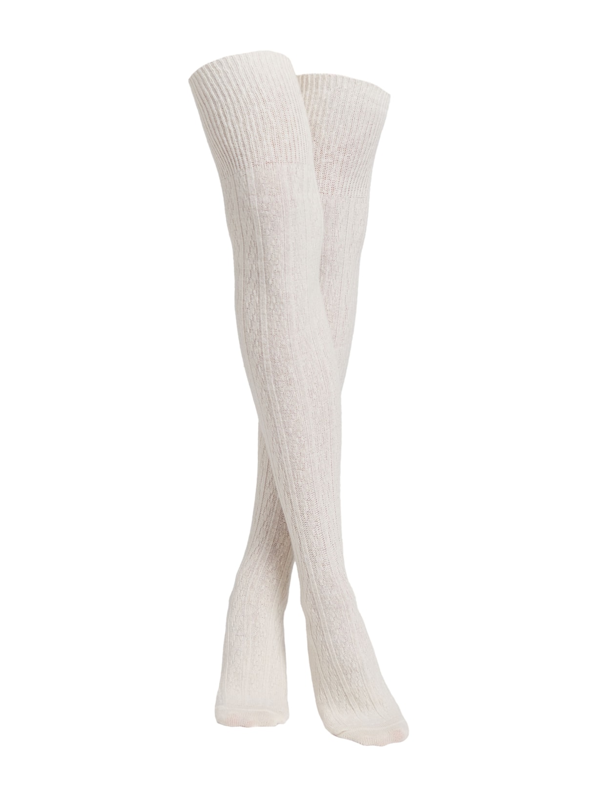 Meia Alta Em Cashmere Trabalhada - Branco