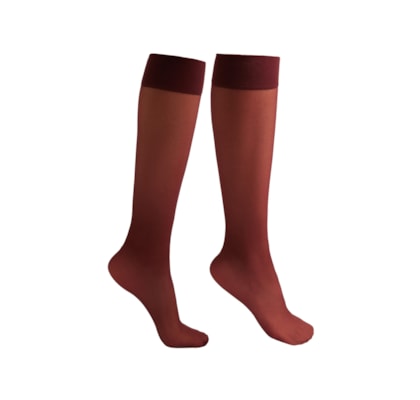 Meia Alta Transparente Fio 20 - Bordô