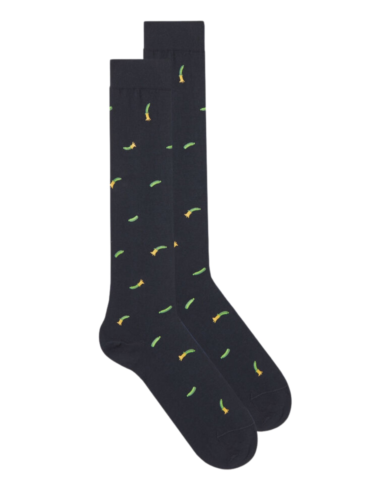 Meia Altas Em Algodão Com Estampa - Azul