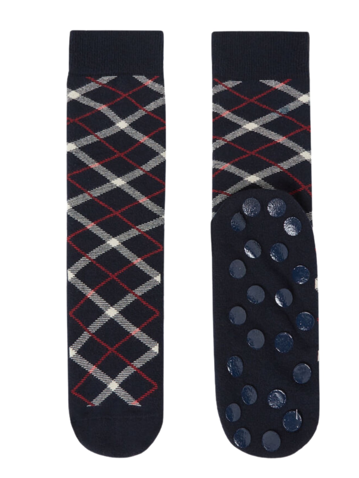 Meia Antiderrapante Com Estampa Xadrez Azul Intimissimi