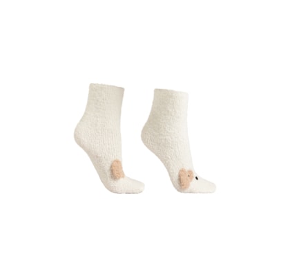 Meia Antiderrapante Efeito Soft - Off-White