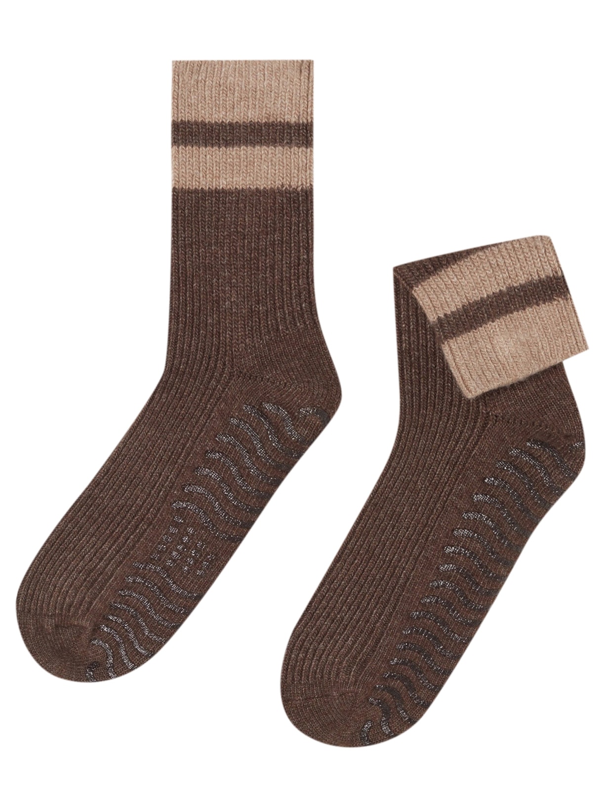 Meia Antiderrapante Feminina - Marron