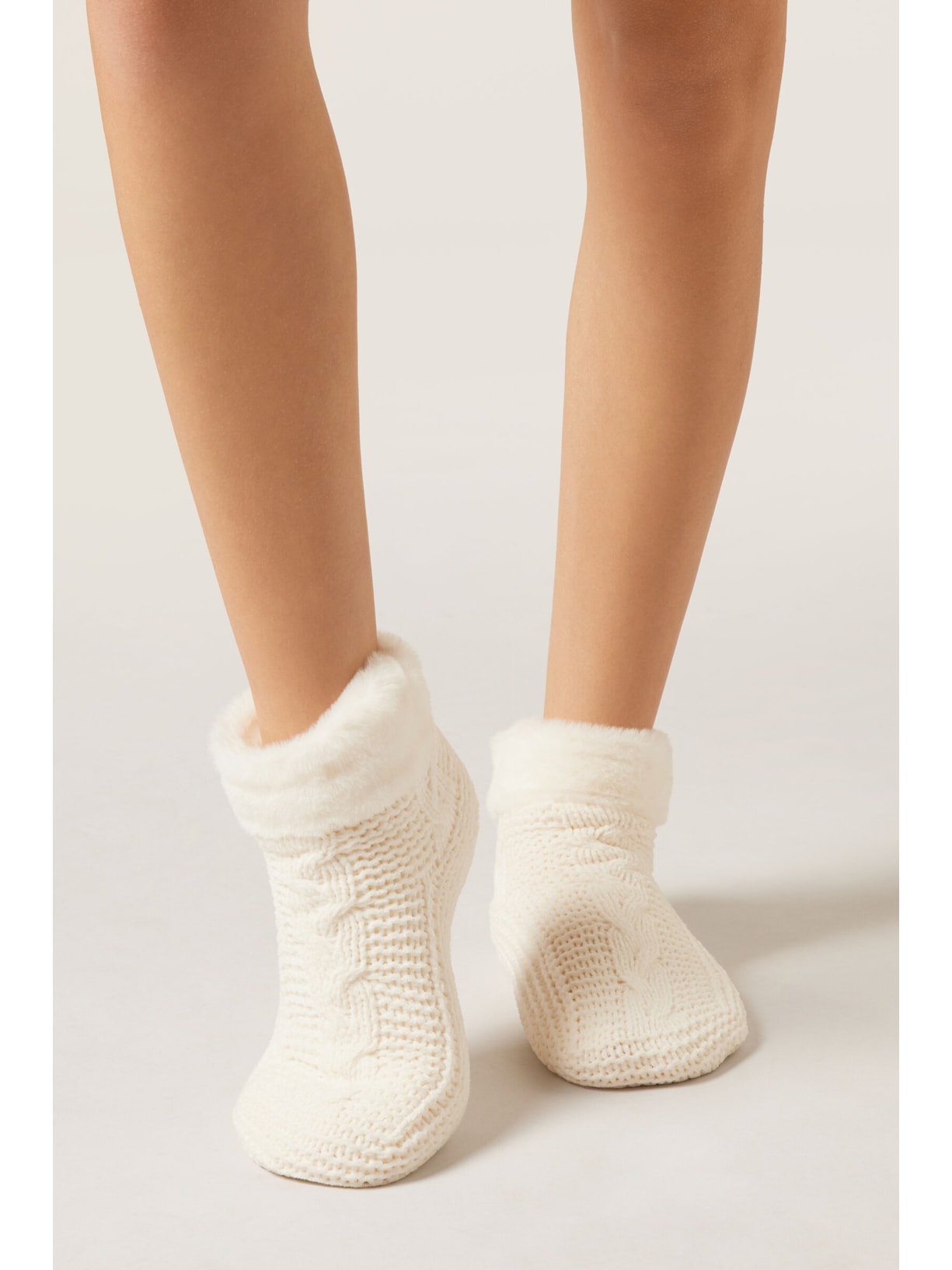 Meia Antiderrapante Soft Double Off-White Calzedonia