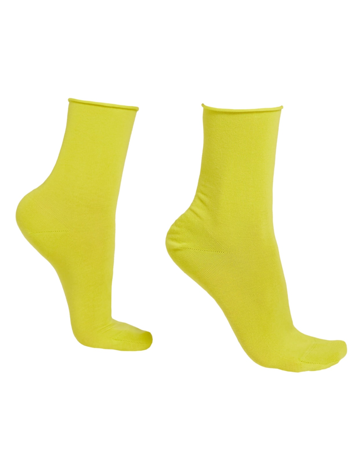 Meia Baixa Em Algodão Sem Elástico - Amarelo