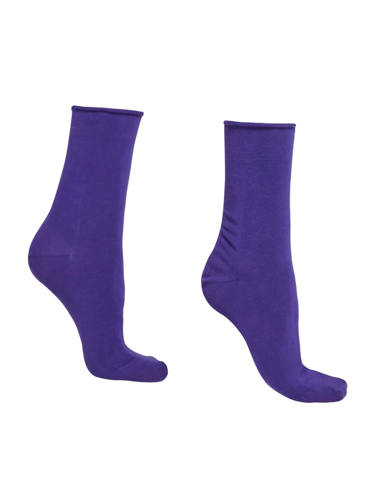 Meia Baixa Em Algodão Sem Elástico - Roxo