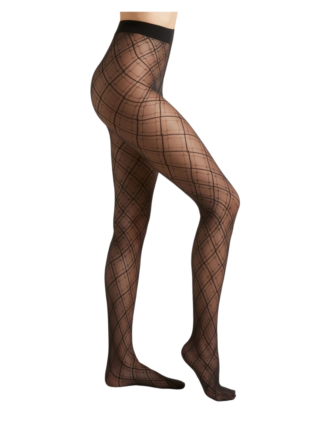 Meia-Calça Arrastão Com Losangos Fio 50 - Preto