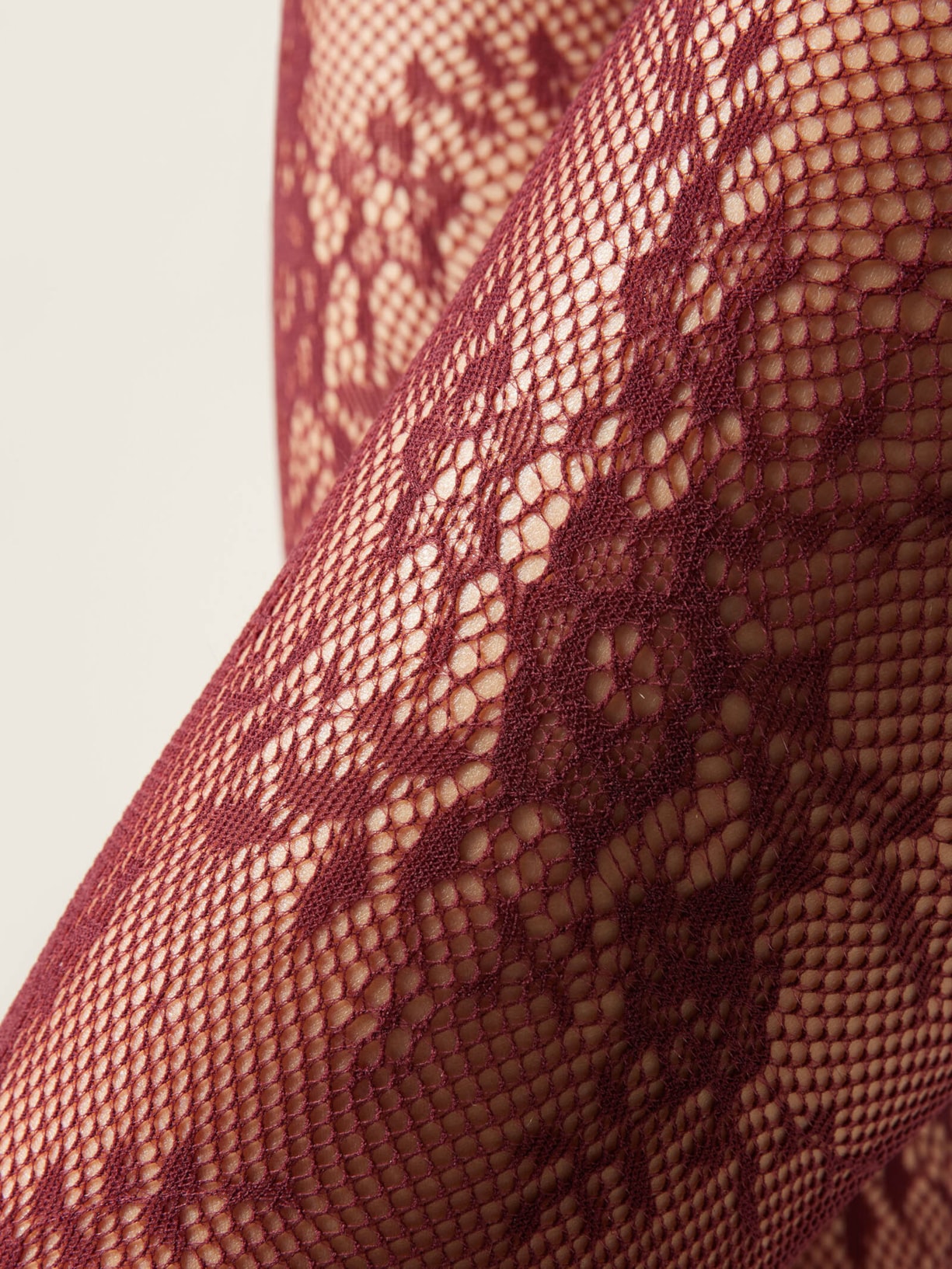 Meia-Calça Arrastão Com Padrão Floral Bordô Calzedonia