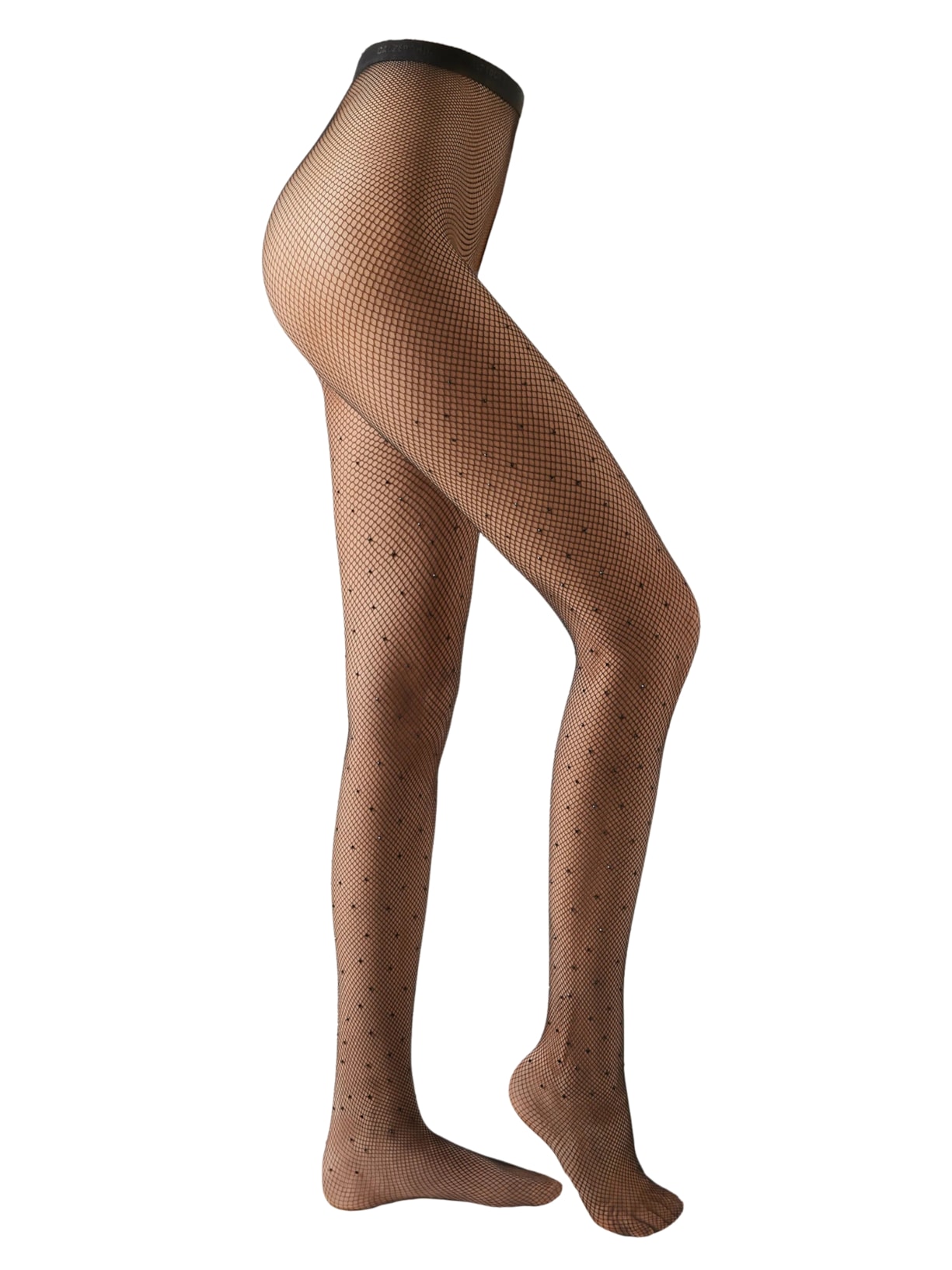 Meia-Calça Arrastão Com Strass - Preto