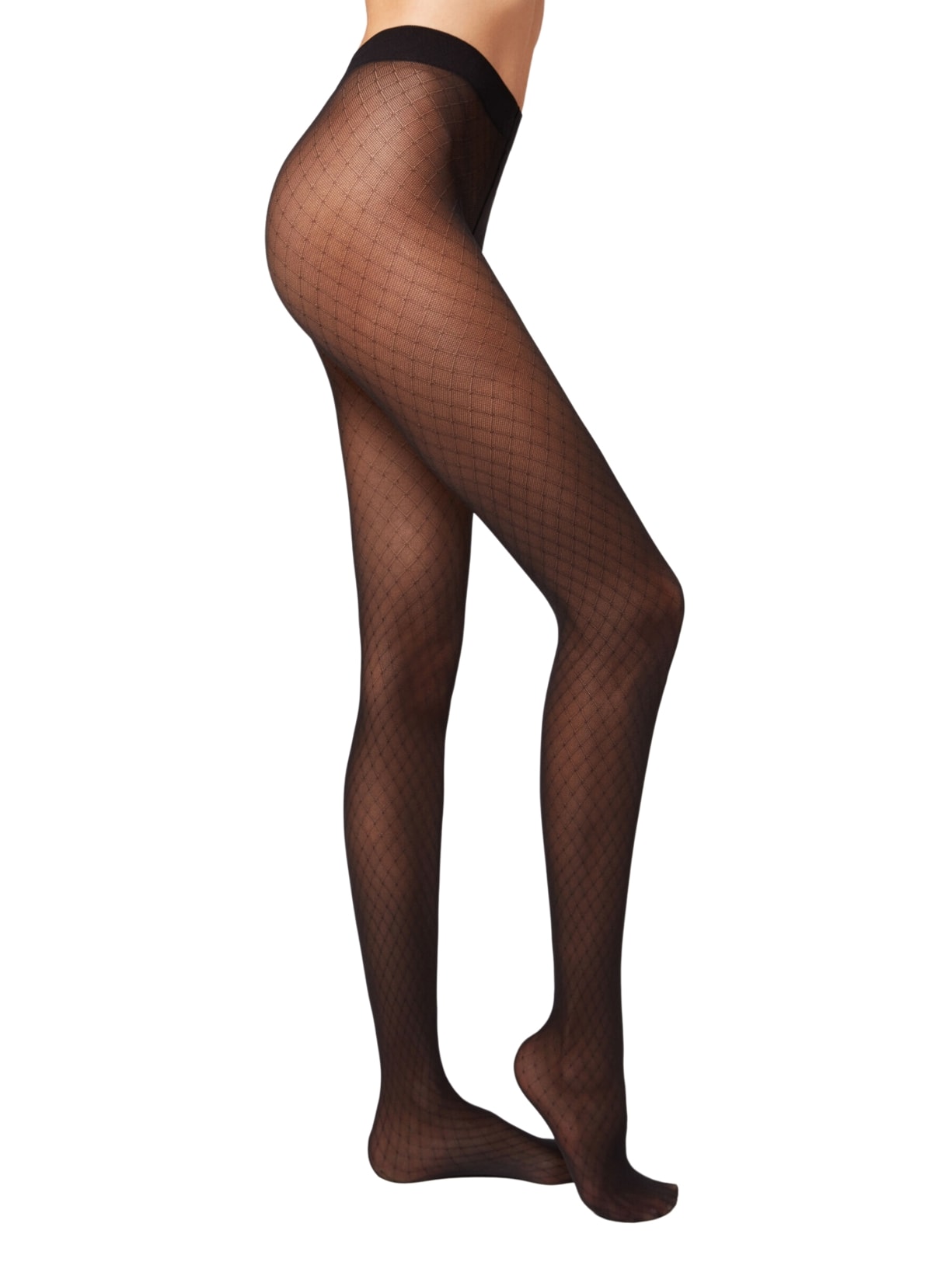 Meia Calça Arrastão Estampa Listras - Preto