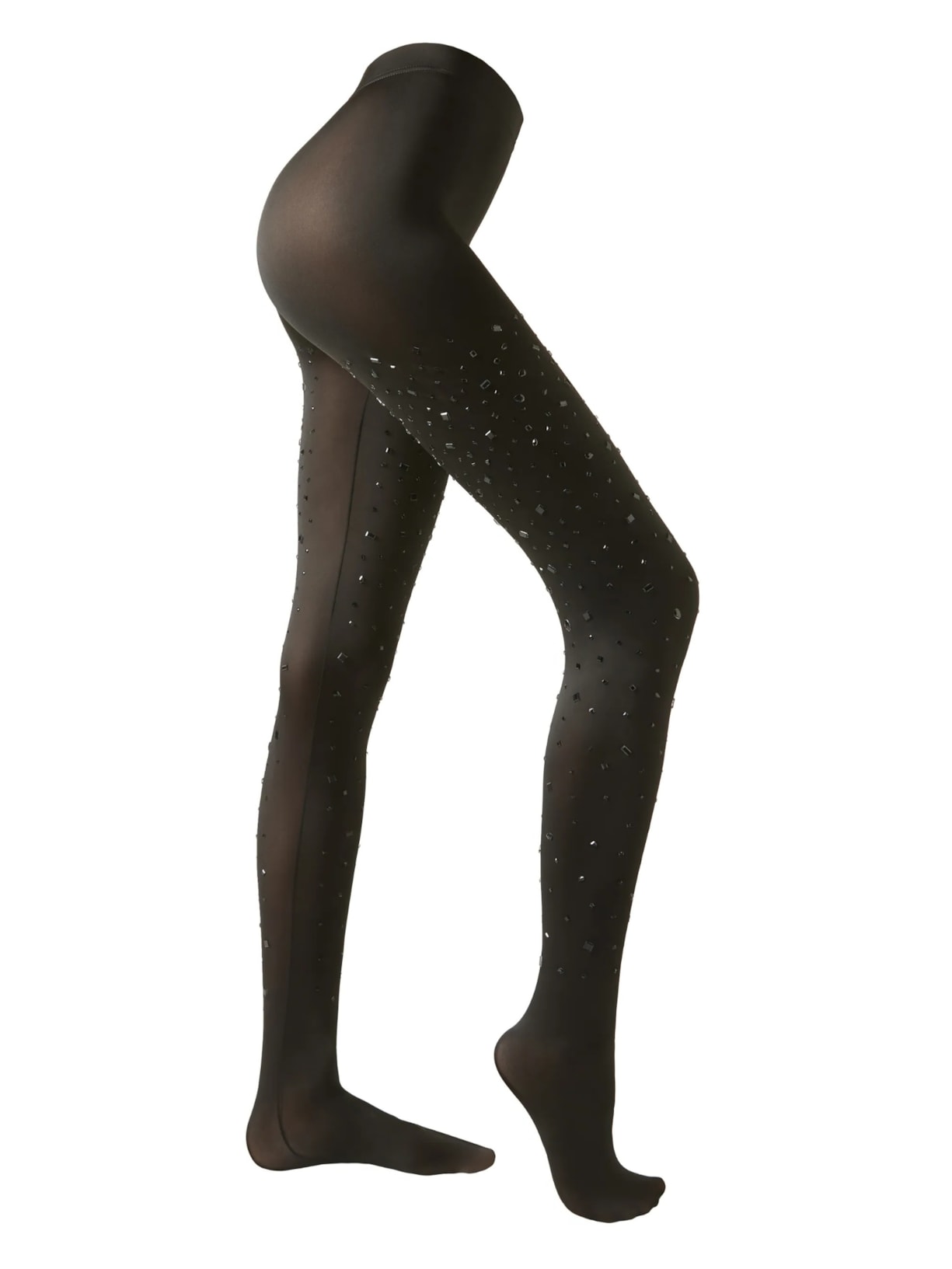 Meia-Calça Brilhante Com Pedraria - Preto