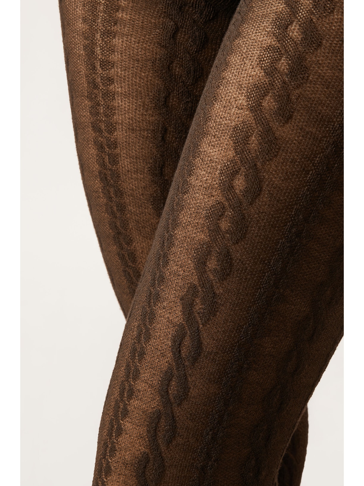 Meia-Calça Com Cashmere e Efeito Trançado Marrom Calzedonia