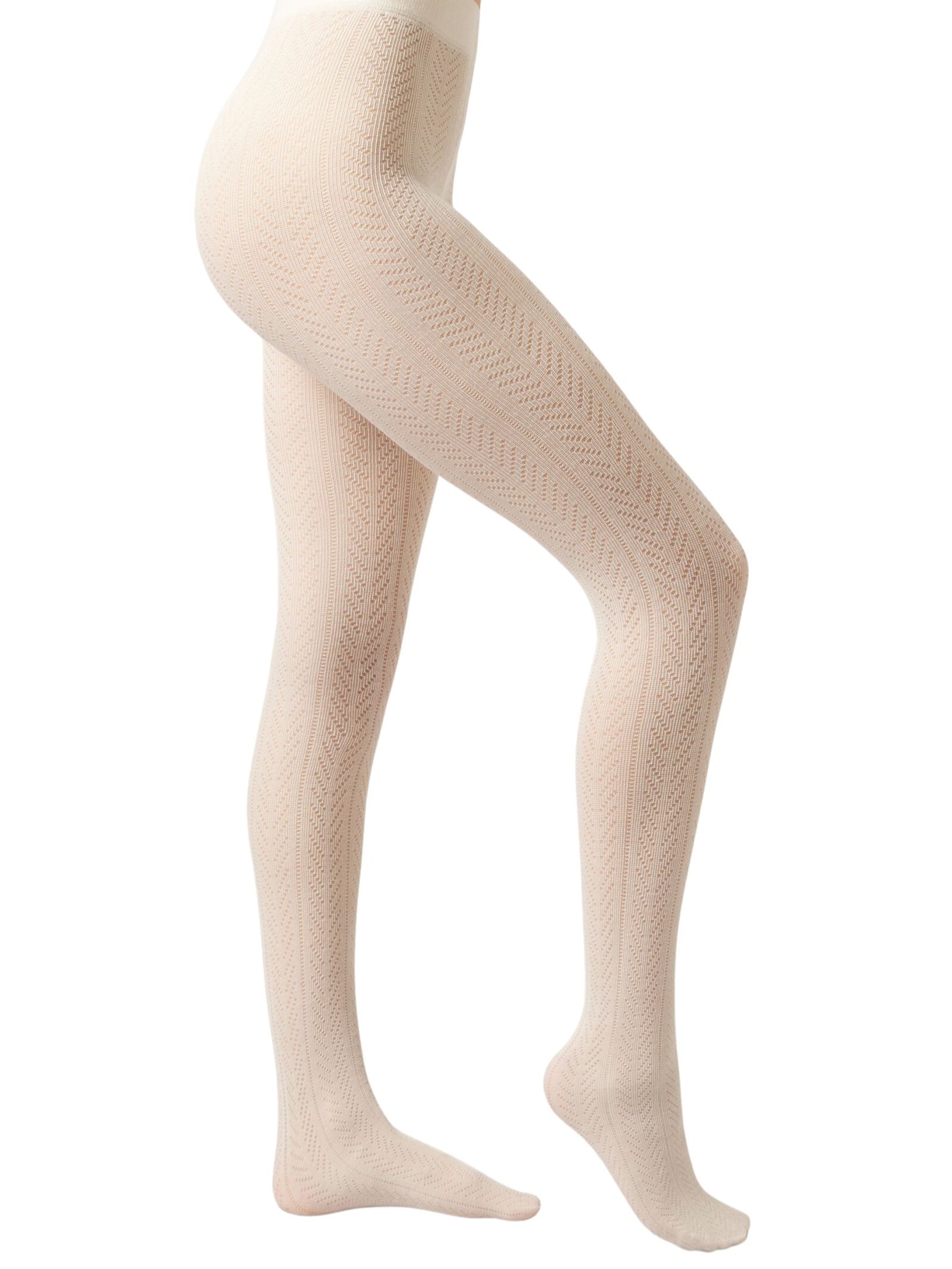 Meia-Calça Com Cashmere e Padrão Geométrico Off-White Calzedonia