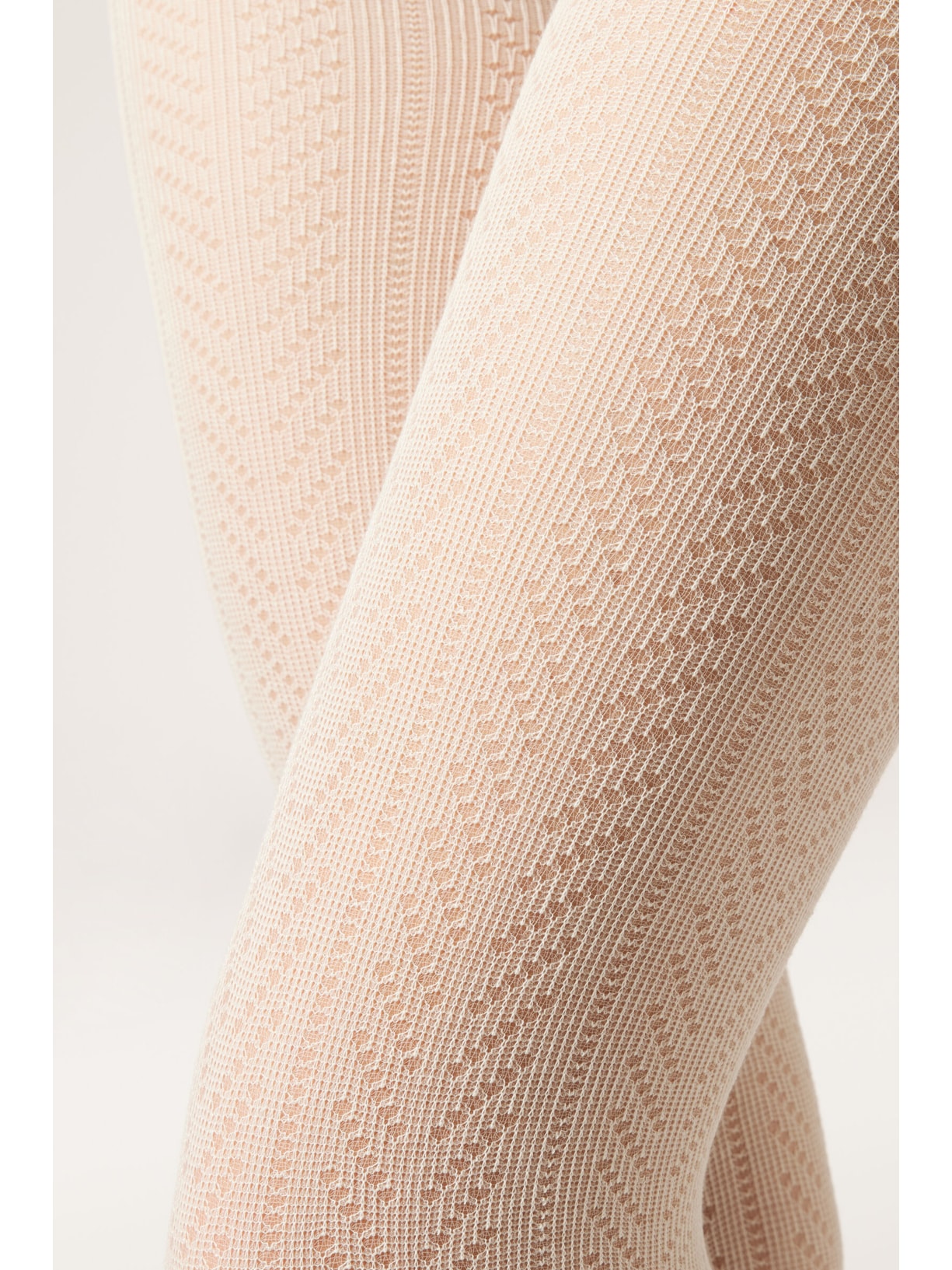 Meia-Calça Com Cashmere e Padrão Geométrico Off-White Calzedonia