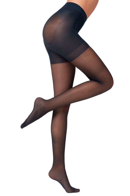 Meia Calça Com Compressão Graduada Transparente Fio 30 Efeito Modelador Total Premium - Azul