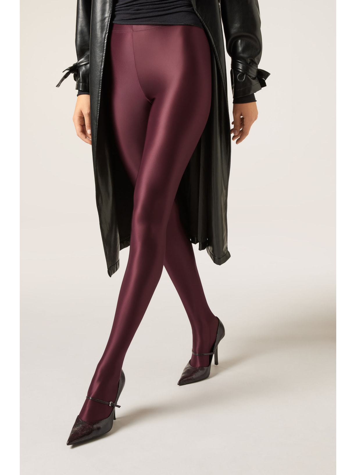 Meia-Calça Com Efeito Acetinado Bordô Calzedonia