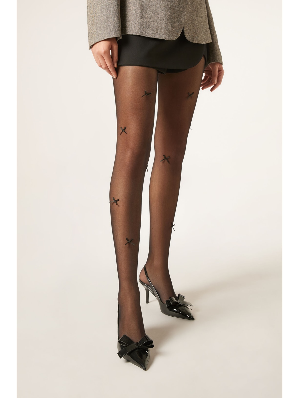 Meia-Calça Com Laços Fio 30 Preto Calzedonia