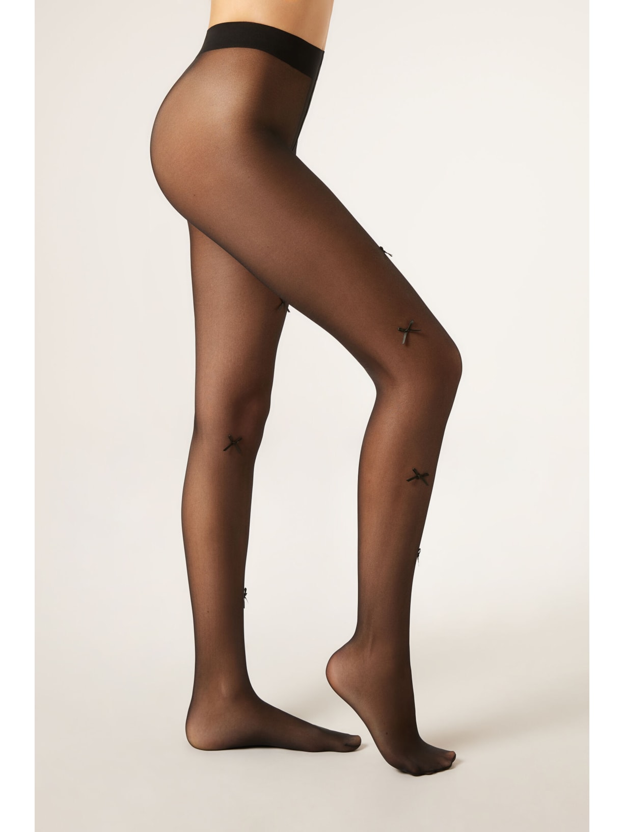 Meia-Calça Com Laços Fio 30 Preto Calzedonia