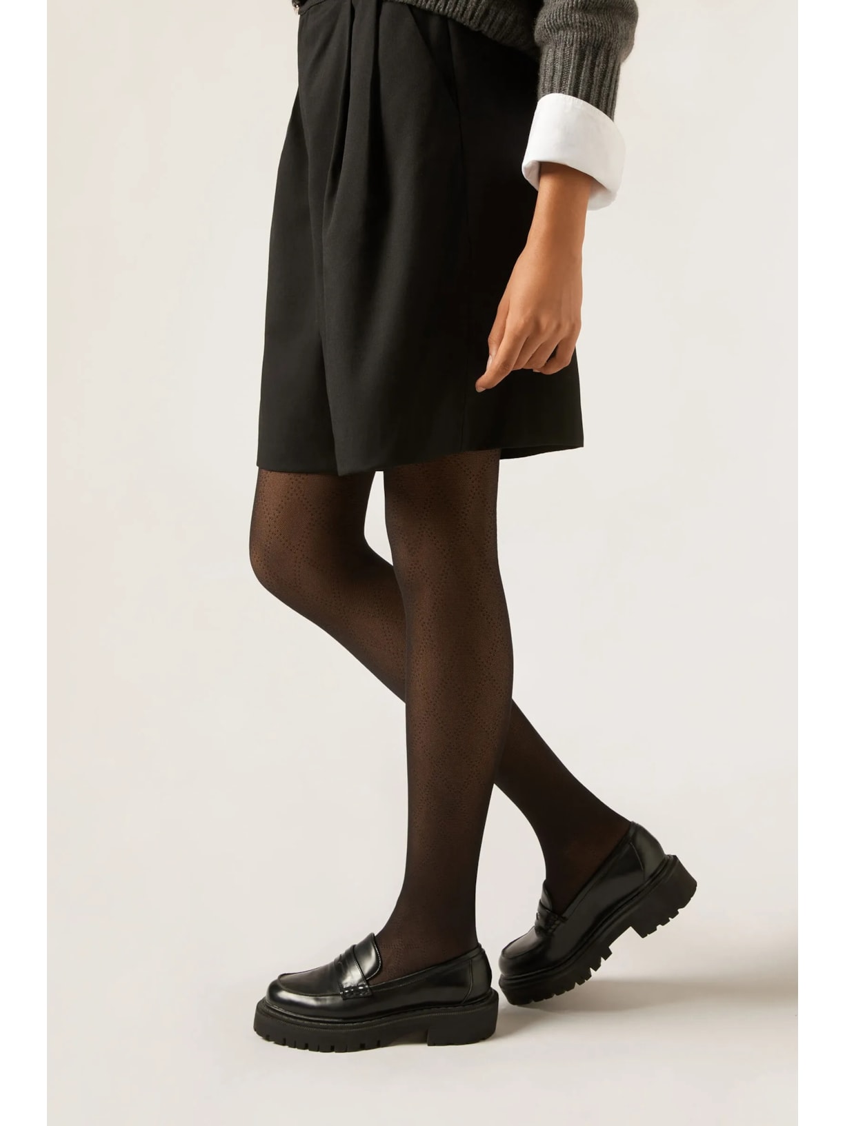 Meia-Calça Com Losangos e Poás Preto Calzedonia