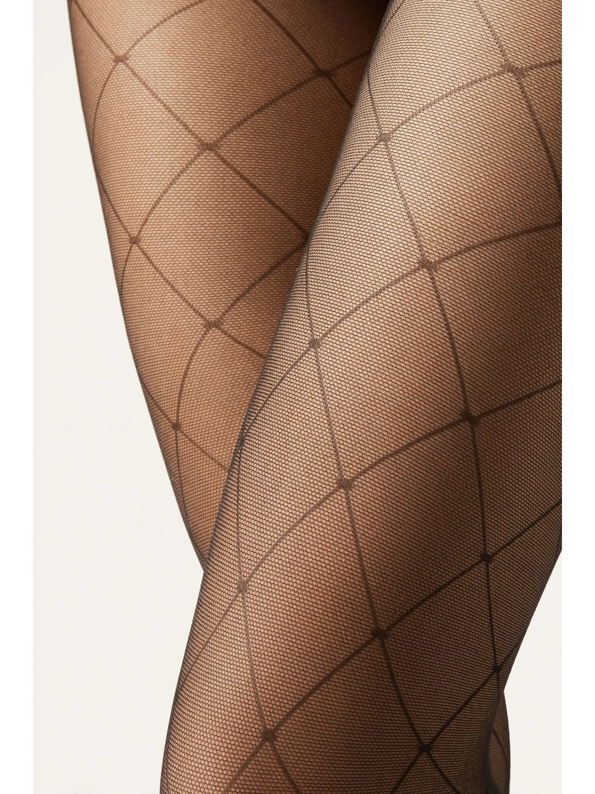 Meia-Calça Com Padrão Geométrico De Losangos Preto Calzedonia