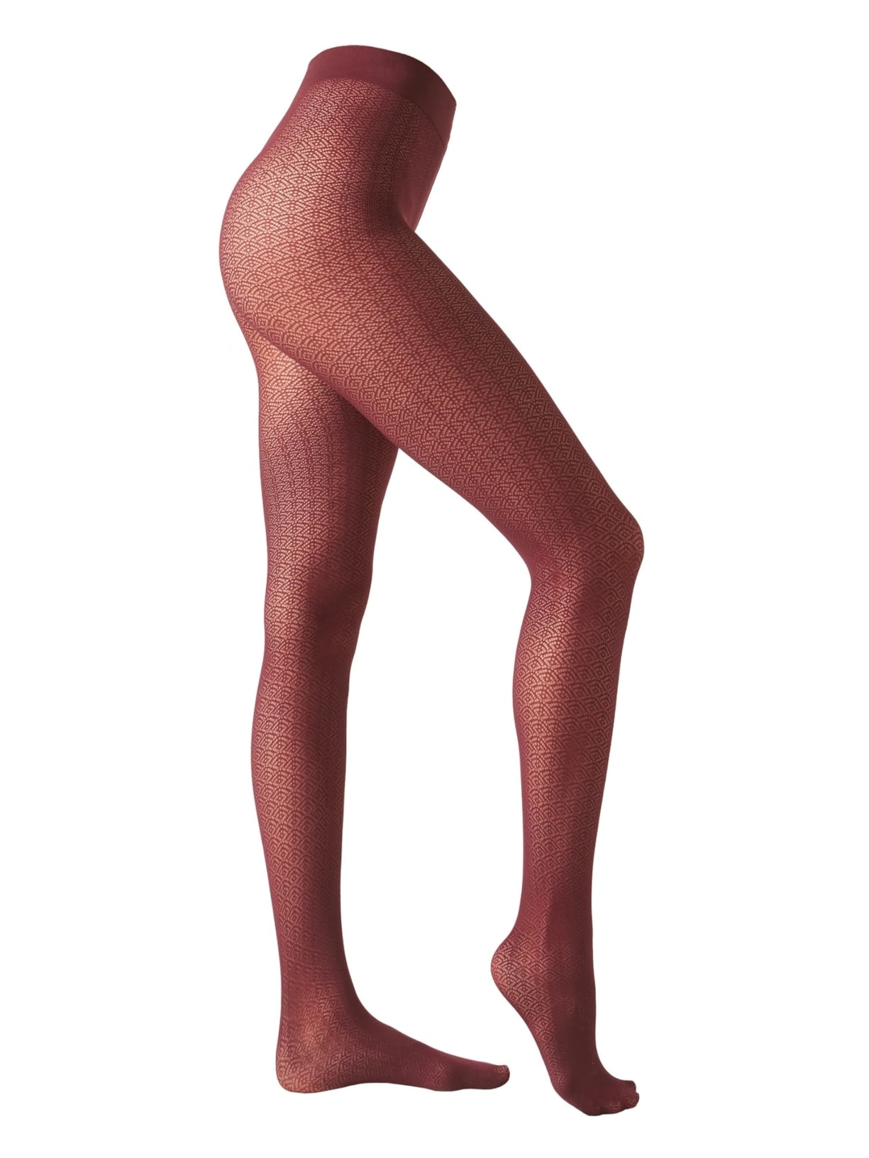 Meia-Calça Com Padrão Geométrico Fio 50 - Vermelho