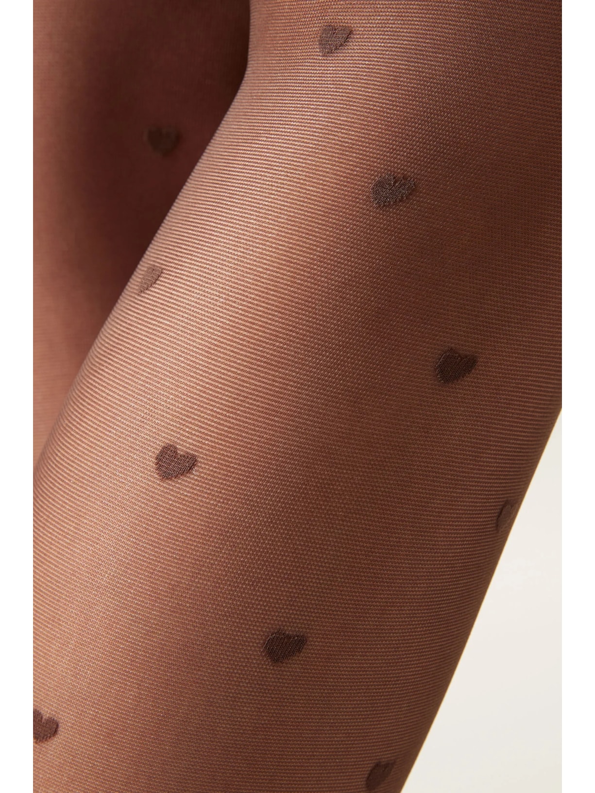 Meia-Calça Com Poás De Corações Fio 30 Marrom Calzedonia