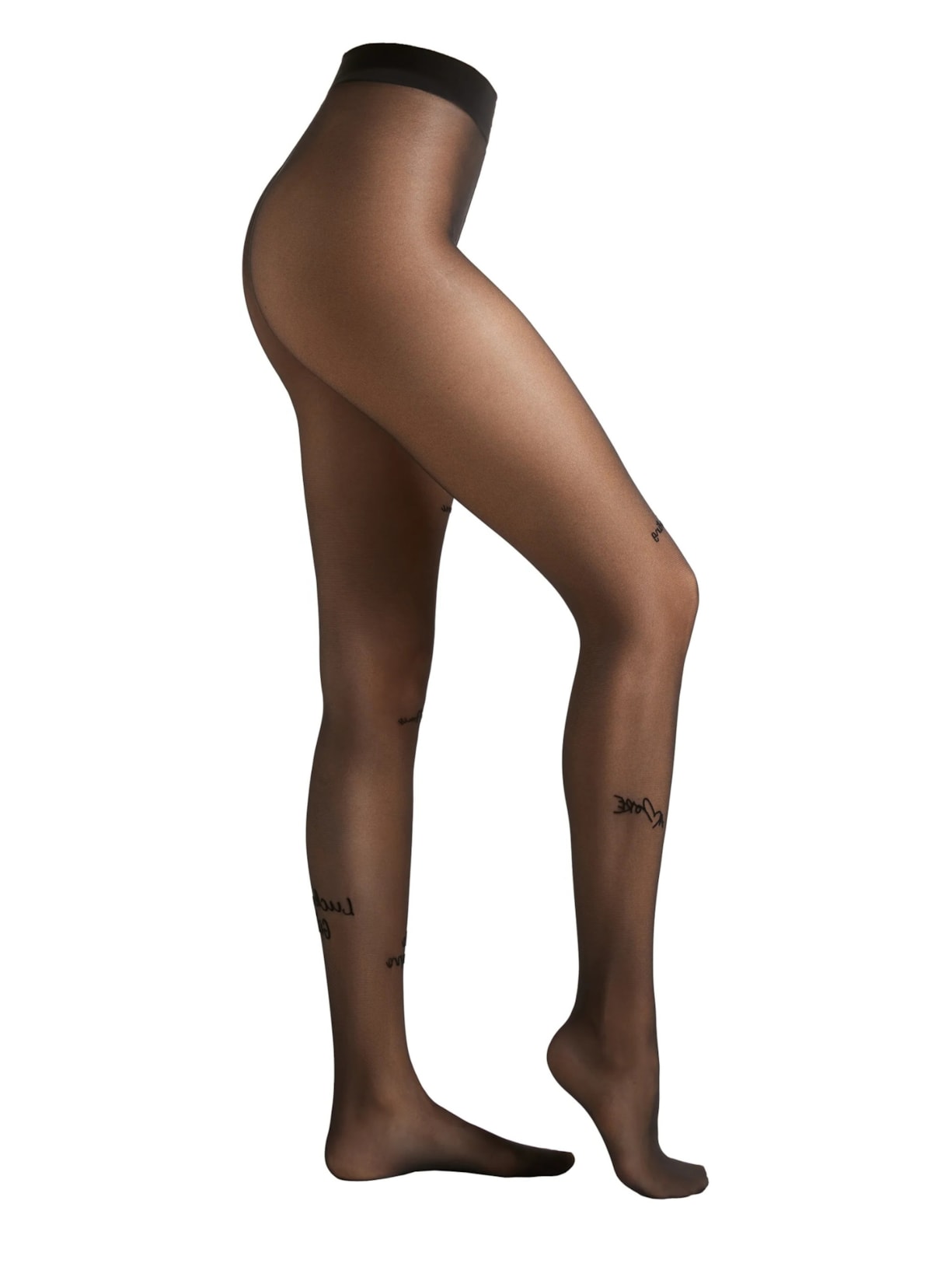 Meia-Calça Efeito Tatuagem Fio 30 - Preto