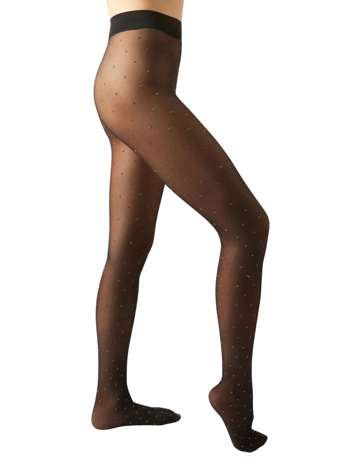 Meia-Calça Em Poá Degradê - Preto