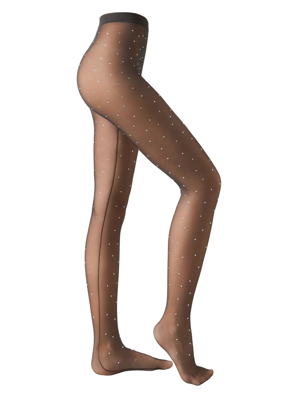 Meia-Calça Em Tule Com Strass - Preto