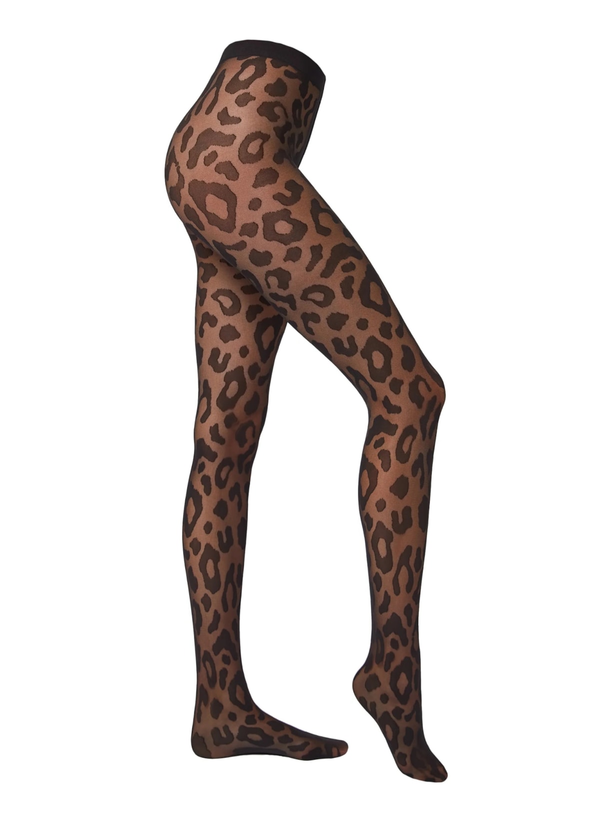 Meia-Calça Fio 30 Com Padrão Animalier - Preto