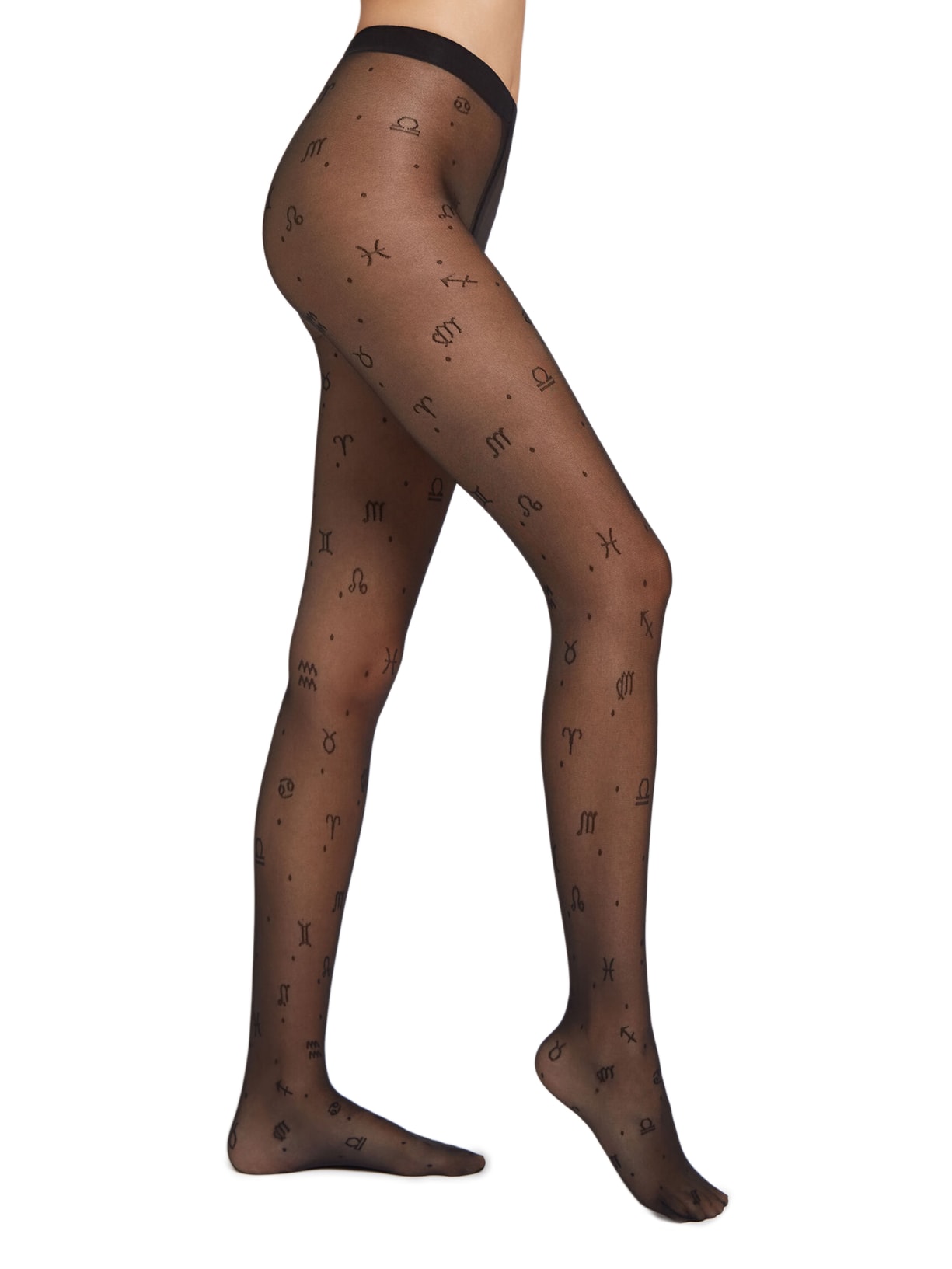 Meia-Calça Fio 30 Com Zodíaco - Preto