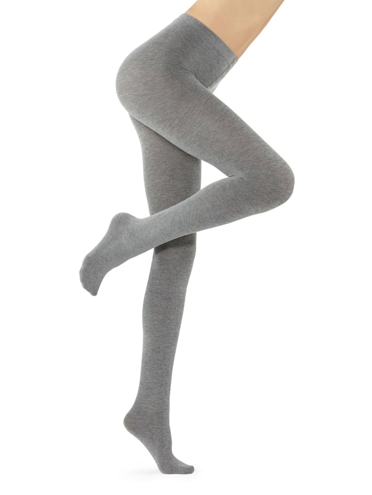 Meia Calça Macios Com Mistura De Modal e Cashmere - Cinza