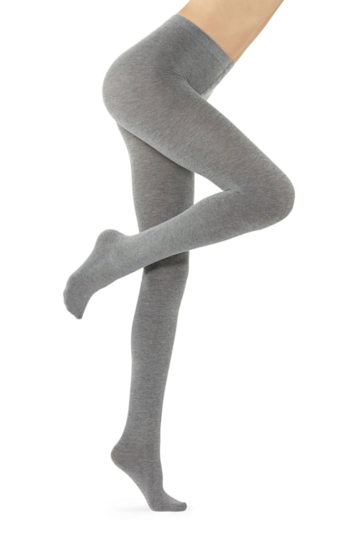 Meia Calça Macios Com Mistura De Modal e Cashmere - Cinza