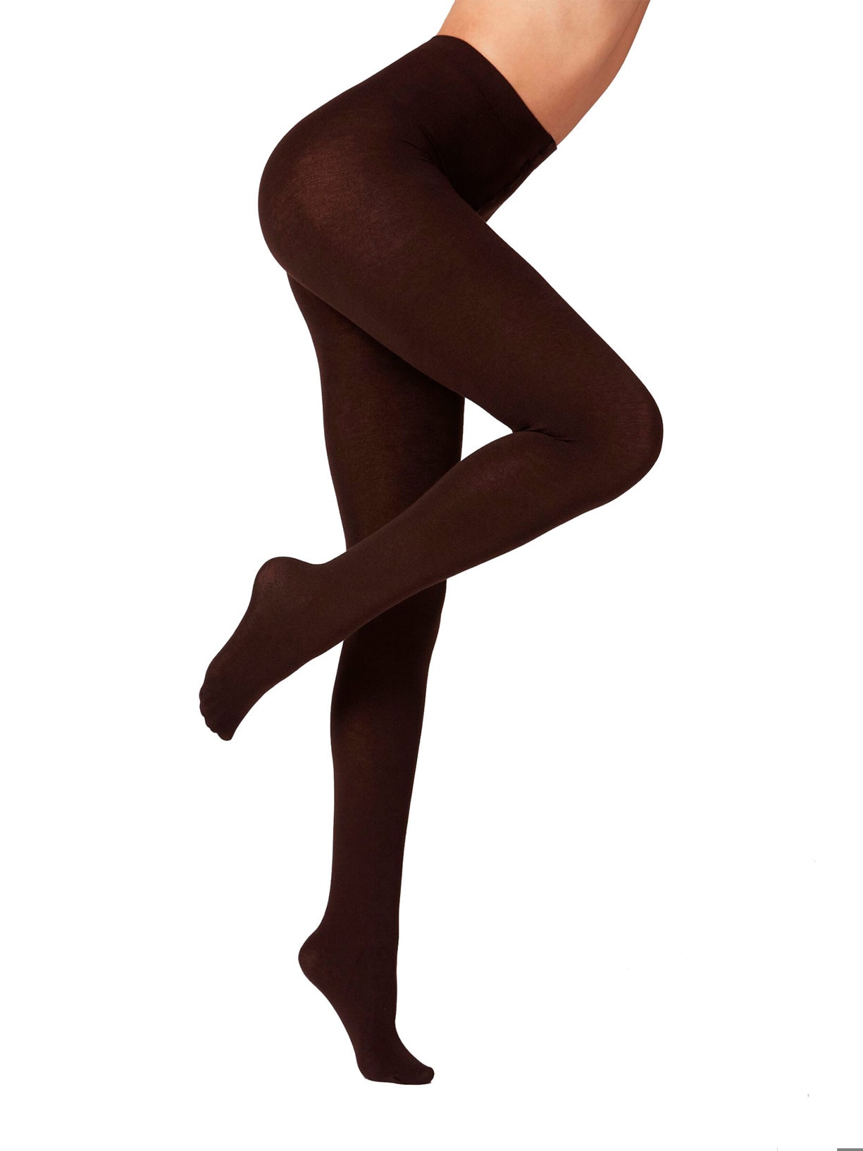 Meia Calça Macios Com Mistura De Modal e Cashmere - Marrom