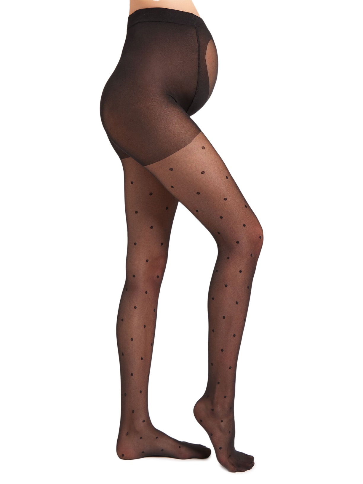 Meia-Calça Maternidade Fio 20 De Poás e Coração - Preto