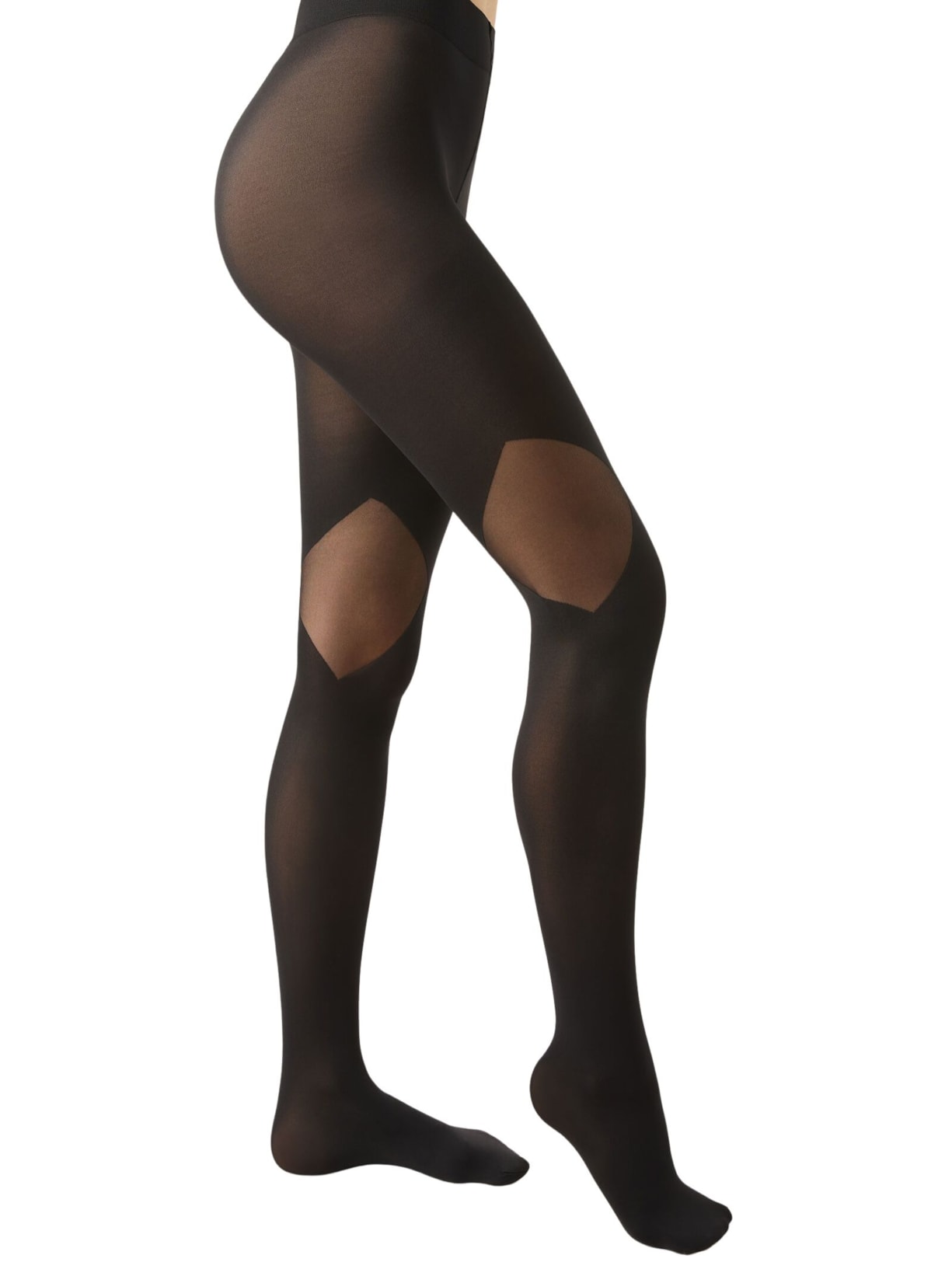 Meia-Calça Opaca Com Detalhes Transparentes Preto Calzedonia