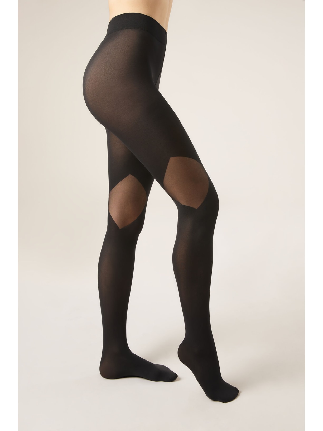 Meia-Calça Opaca Com Detalhes Transparentes Preto Calzedonia