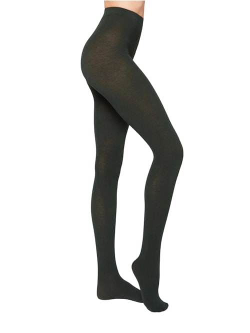 Meia Calça Opaca Com Modal e Cashmere - Verde