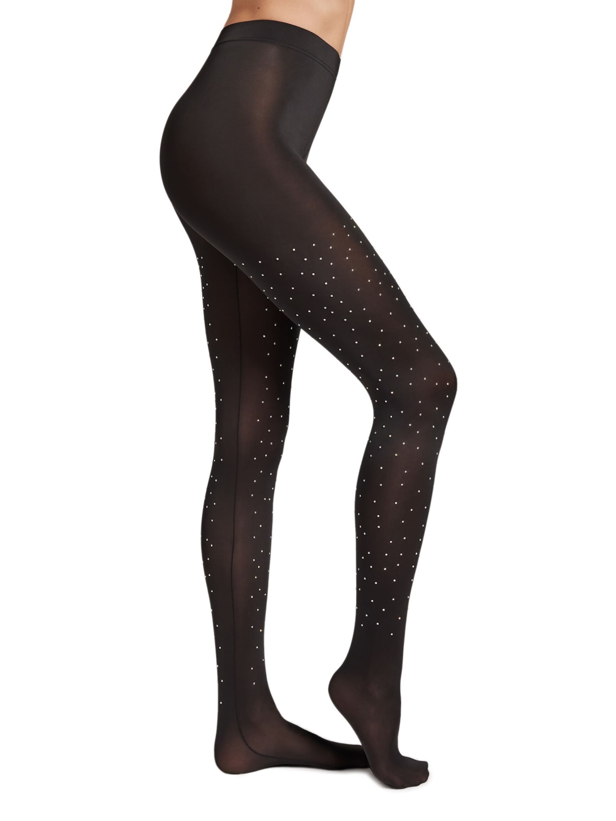 Meia-Calça Opaca Com Strass - Preto